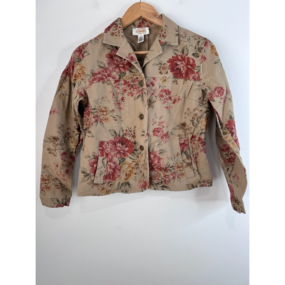 Vintage Talbots Floral Canvas Jacket Sz P (Small) Cottagecore Boho Grannycore